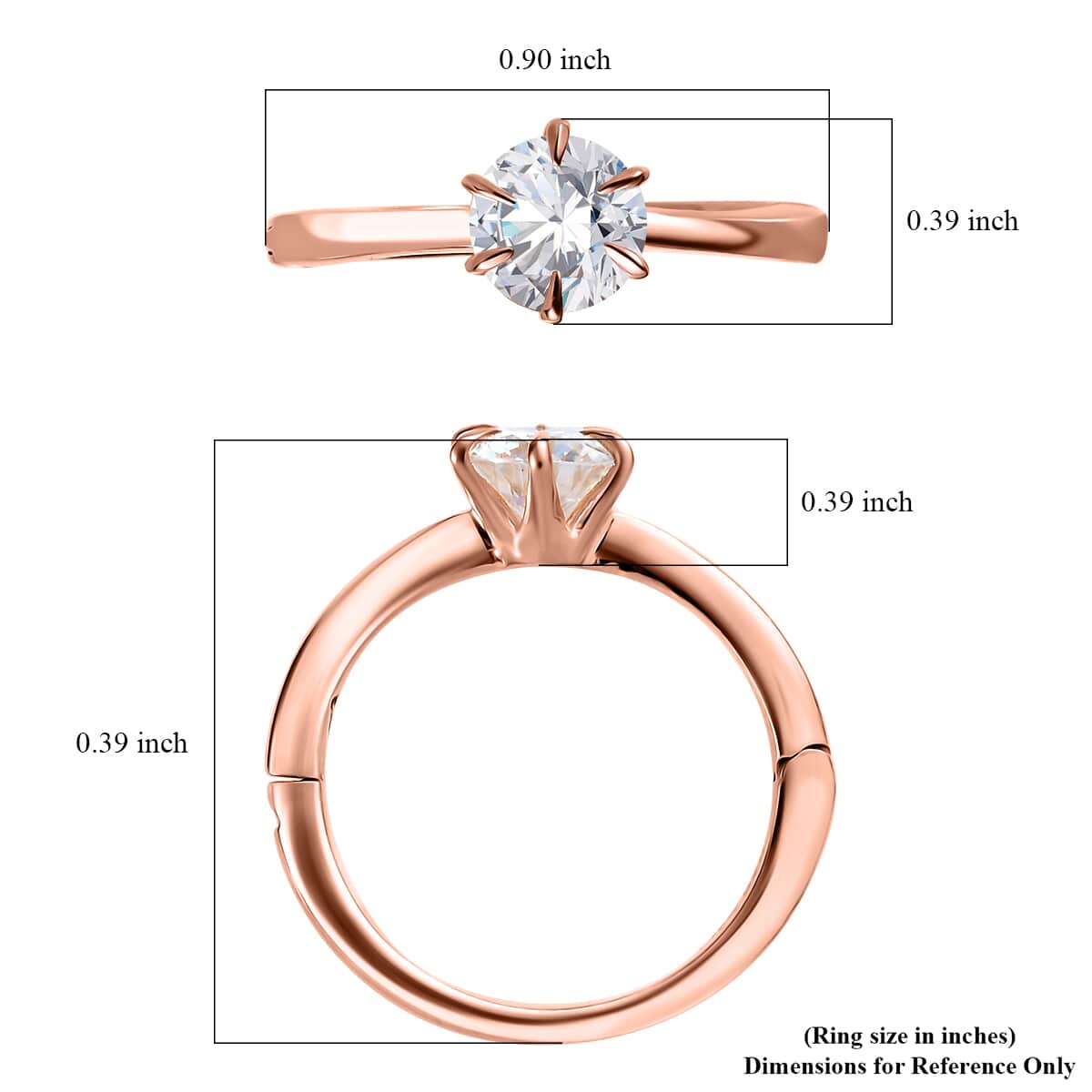 Moissanite Arthritis Ring in Vermeil Rose Gold Over Sterling Silver (Size 6.0) 0.90 ctw image number 6