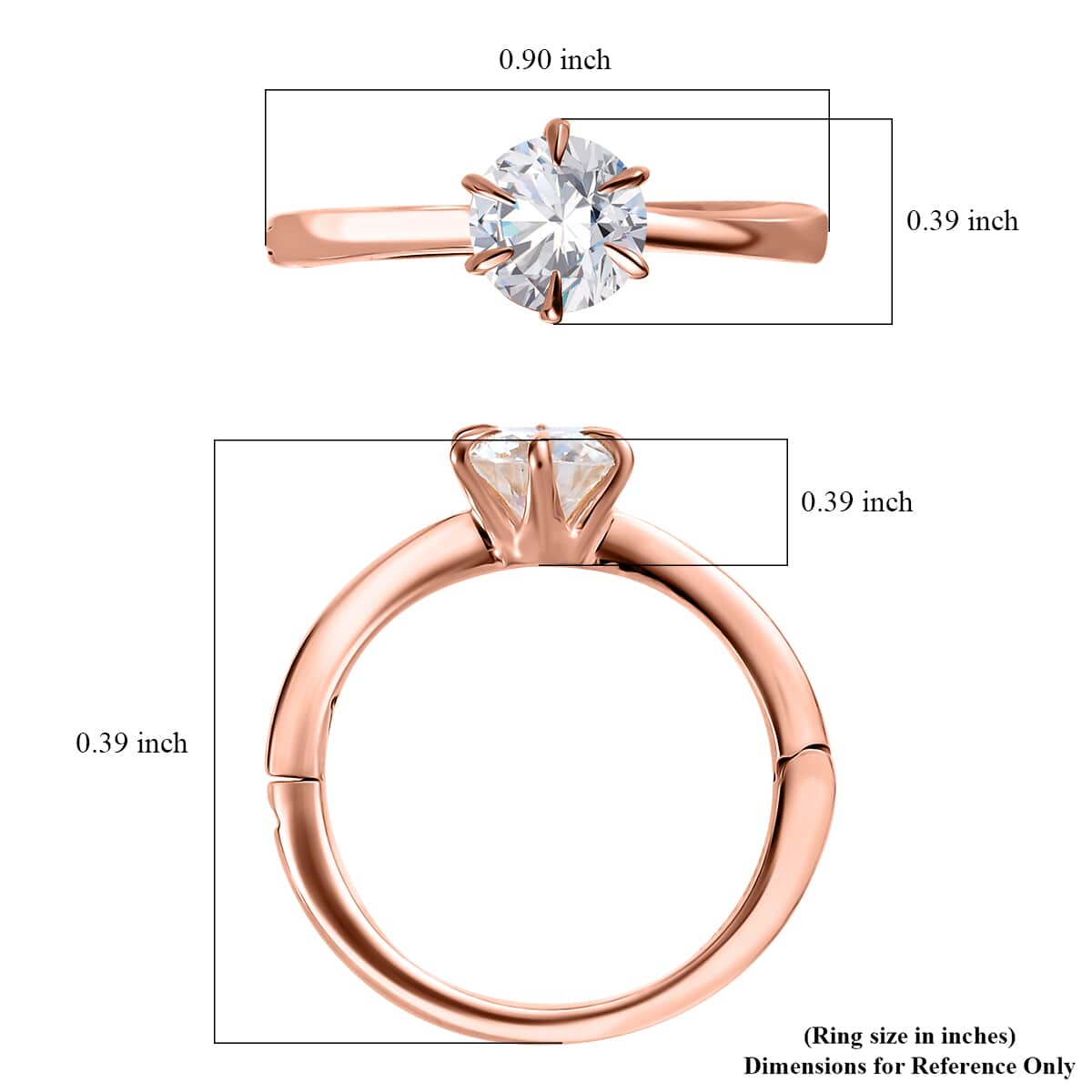 Moissanite Arthritis Ring in Vermeil Rose Gold Over Sterling Silver (Size 9.0) 0.90 ctw image number 6