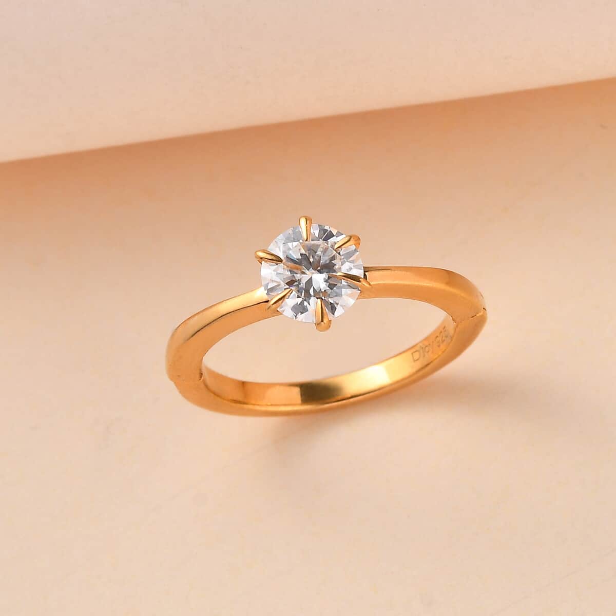 Moissanite Arthritis Ring in Vermeil Yellow Gold Over Sterling Silver (Size 7.0) 0.90 ctw image number 1