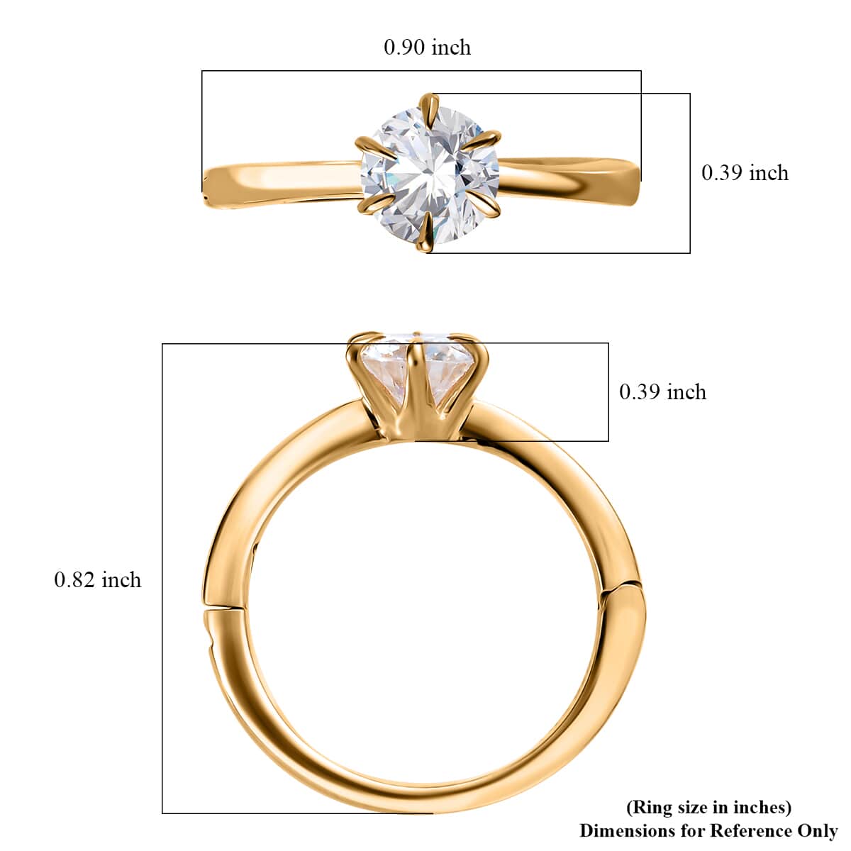 Moissanite Arthritis Ring in Vermeil Yellow Gold Over Sterling Silver (Size 7.0) 0.90 ctw image number 7