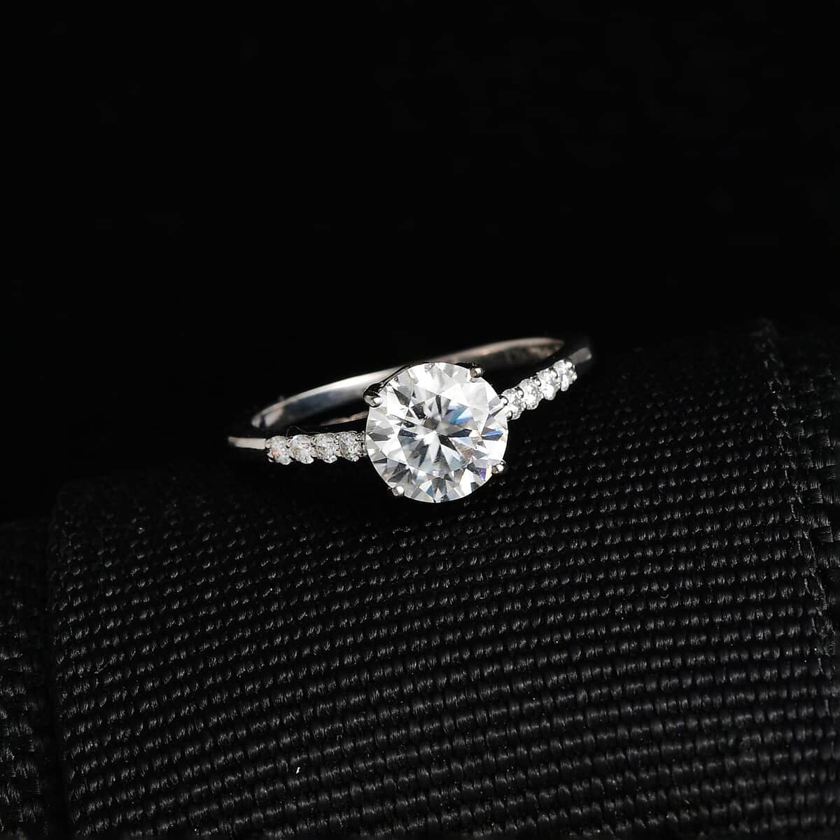 Moissanite Ring in Platinum Over Sterling Silver (Size 6.0) 1.25 ctw image number 1