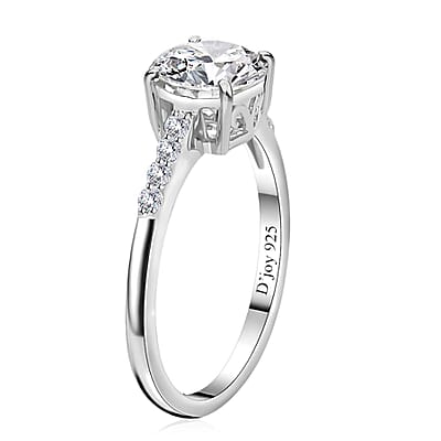 Moissanite Ring in Platinum Over Sterling Silver (Size 6.0) 1.25 ctw