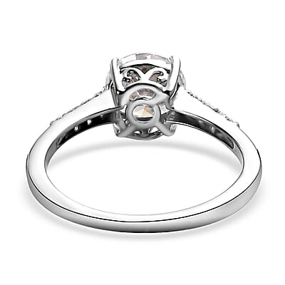 Moissanite Ring in Platinum Over Sterling Silver (Size 6.0) 1.25 ctw
