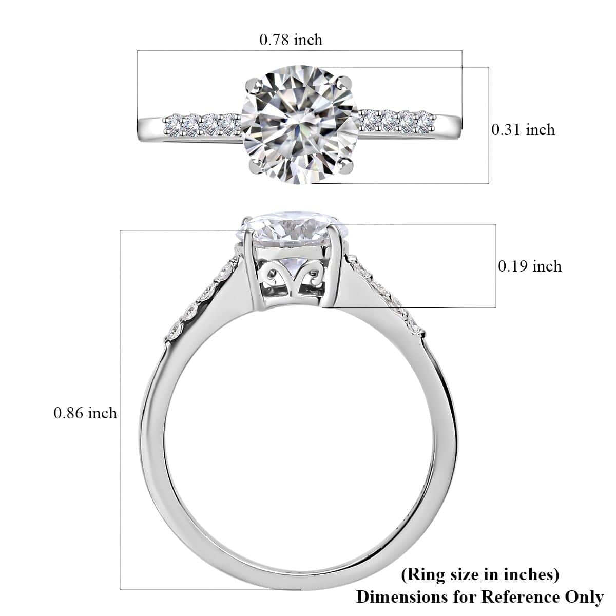 Moissanite Ring in Platinum Over Sterling Silver 1.25 ctw image number 5