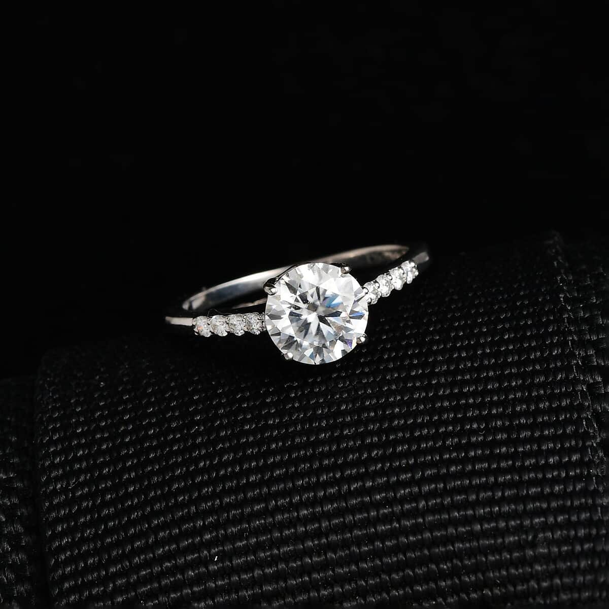 Moissanite Ring in Platinum Over Sterling Silver (Size 7.0) 1.25 ctw image number 1