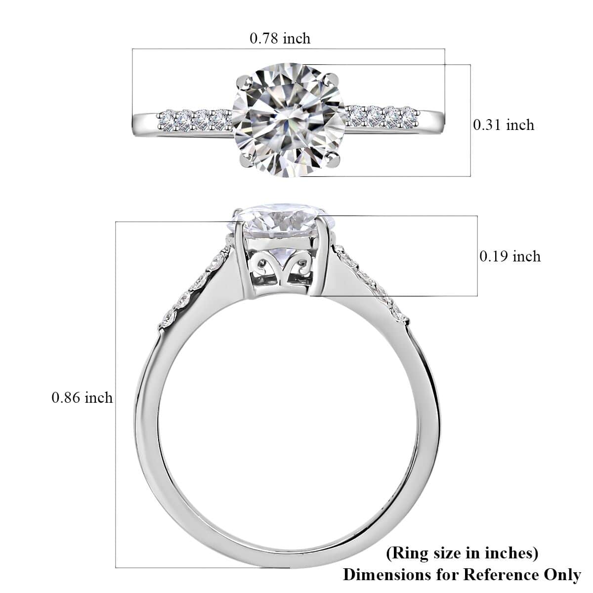 Moissanite Ring in Platinum Over Sterling Silver (Size 7.0) 1.25 ctw image number 5