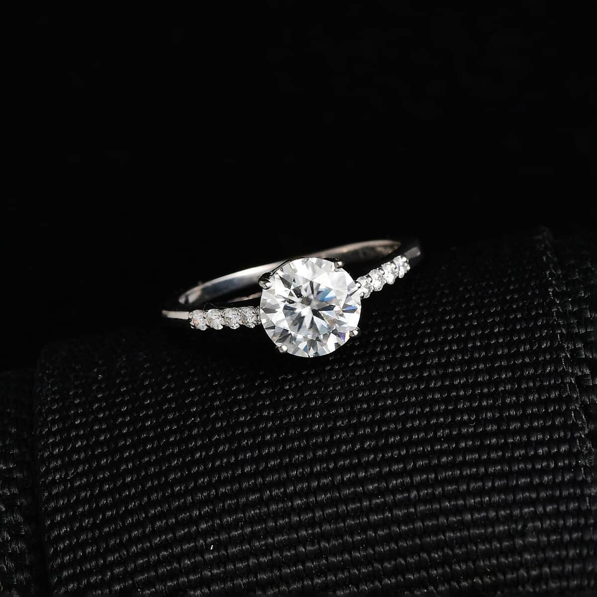 Moissanite Ring in Platinum Over Sterling Silver (Size 8.0) 1.25 ctw image number 1