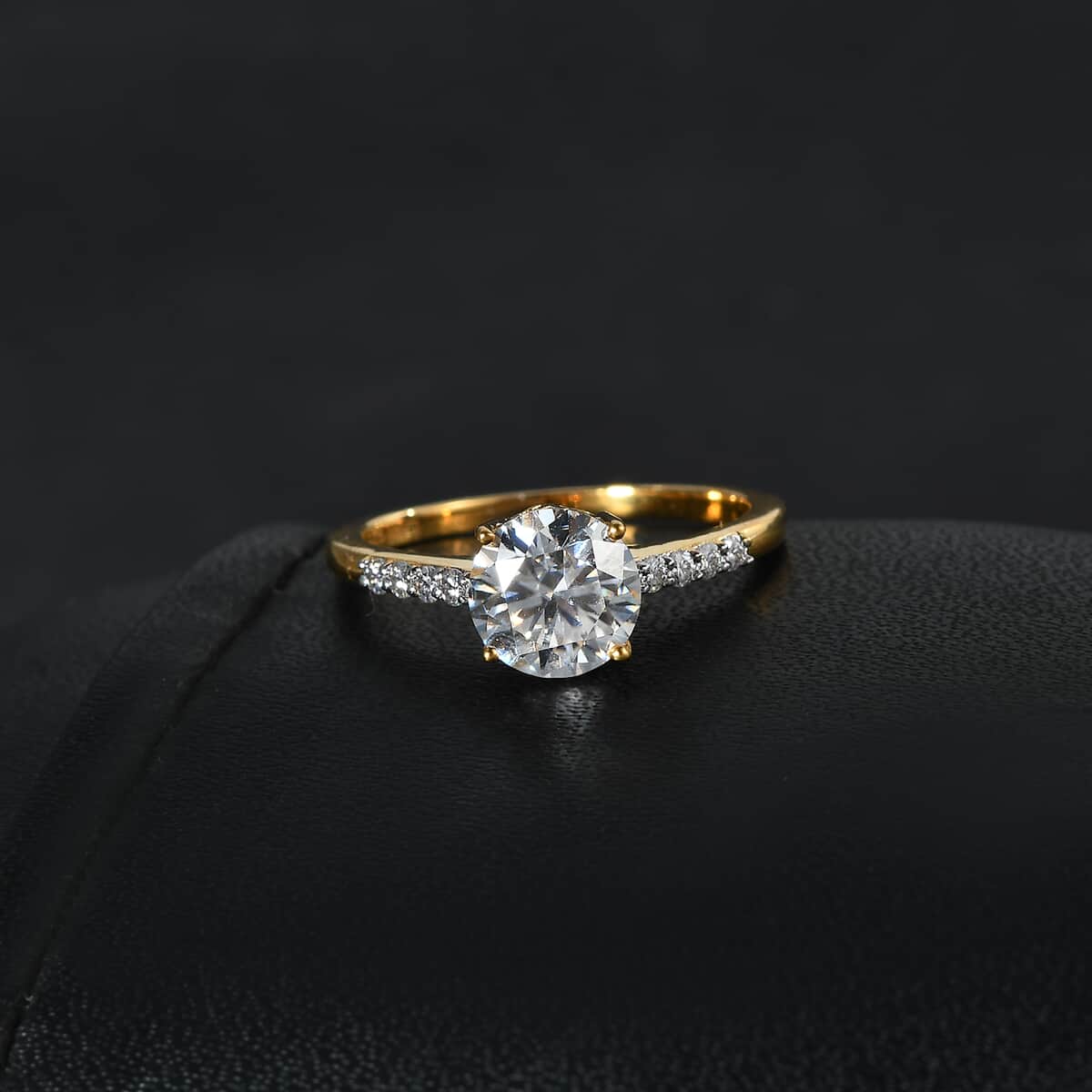 Moissanite Ring in Vermeil Yellow Gold Over Sterling Silver (Size 6.0) 1.25 ctw image number 2