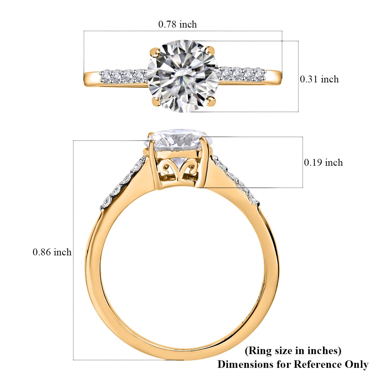 Moissanite Ring in Vermeil Yellow Gold Over Sterling Silver (Size 6.0) 1.25 ctw image number 6