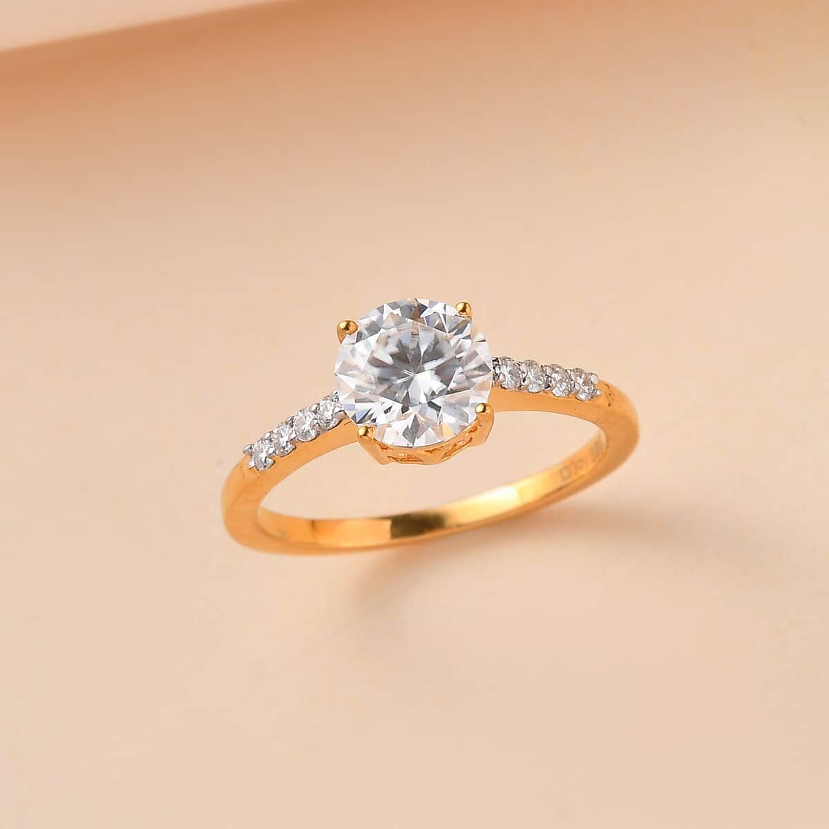 Moissanite Ring in Vermeil Yellow Gold Over Sterling Silver (Size 8.0) 1.25 ctw image number 1