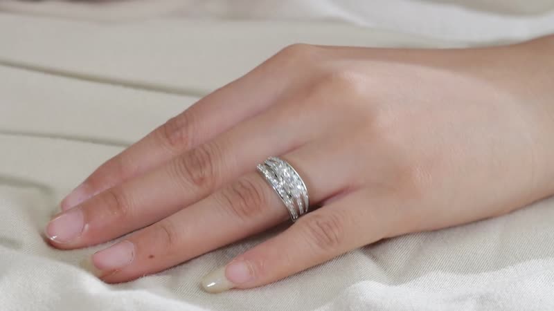 Moissanite Fancy Ring in Platinum Over Sterling Silver (Size 6) 1.35 ctw