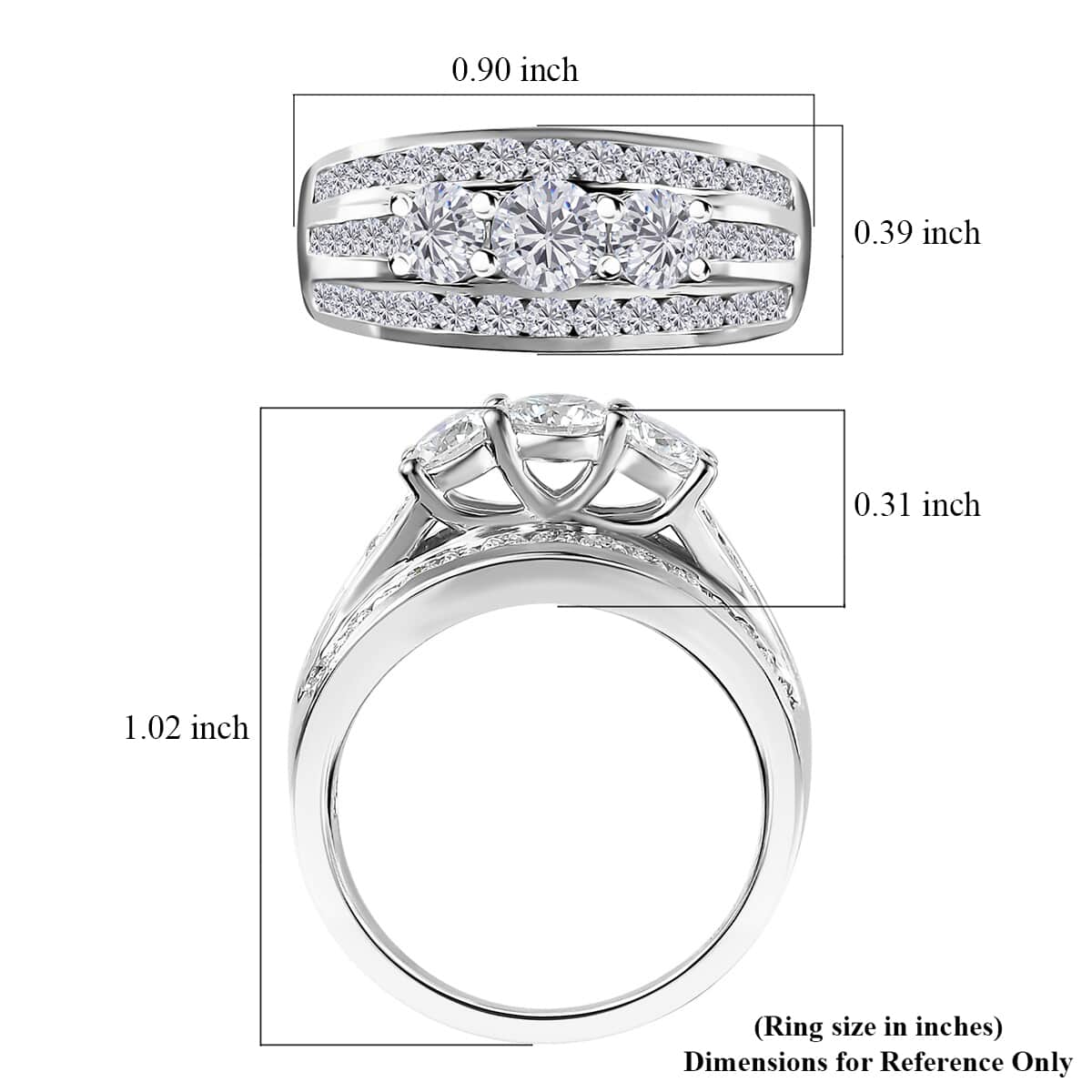 Moissanite Fancy Ring in Platinum Over Sterling Silver (Size 6) 1.35 ctw image number 6