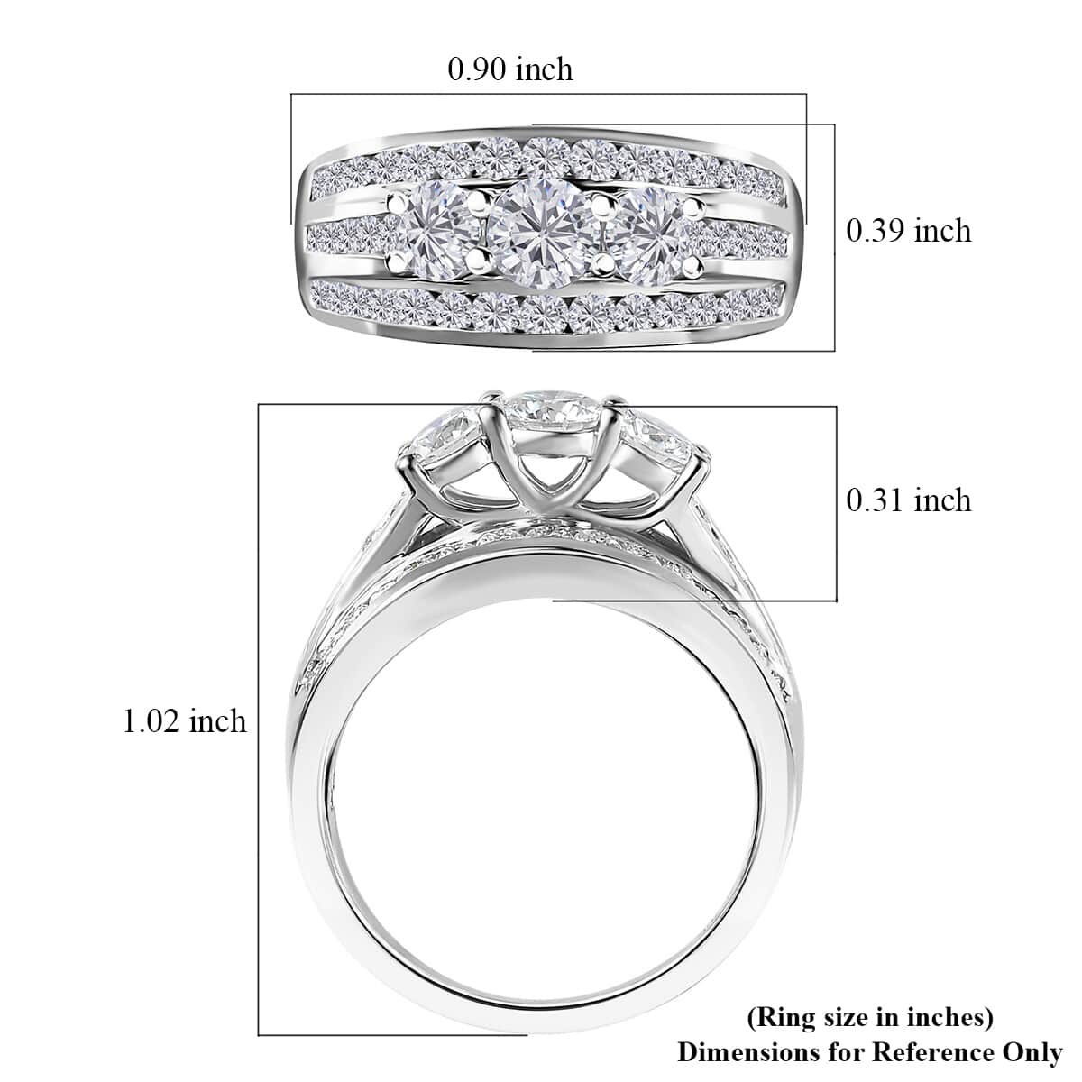 Moissanite Fancy Ring in Platinum Over Sterling Silver (Size 7.0) 1.35 ctw image number 6