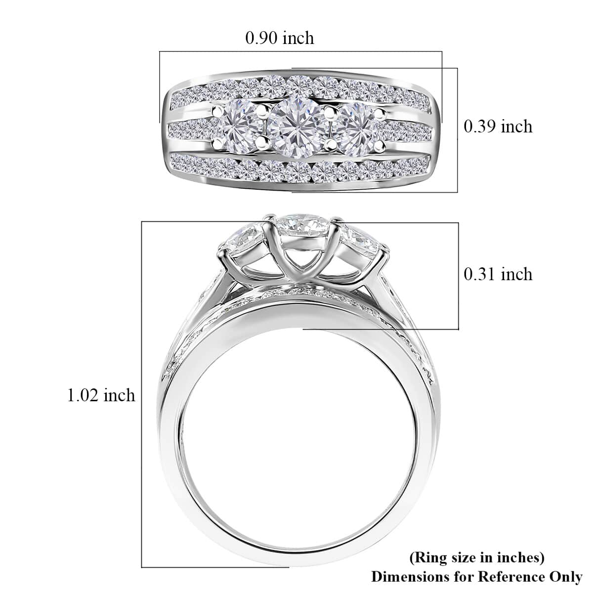 Moissanite Fancy Ring in Platinum Over Sterling Silver (Size 8.0) 1.35 ctw image number 6