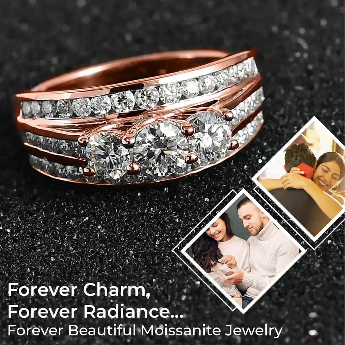 Moissanite Ring in Vermeil Rose Gold Over Sterling Silver (Size 6.0) 1.35 ctw image number 1