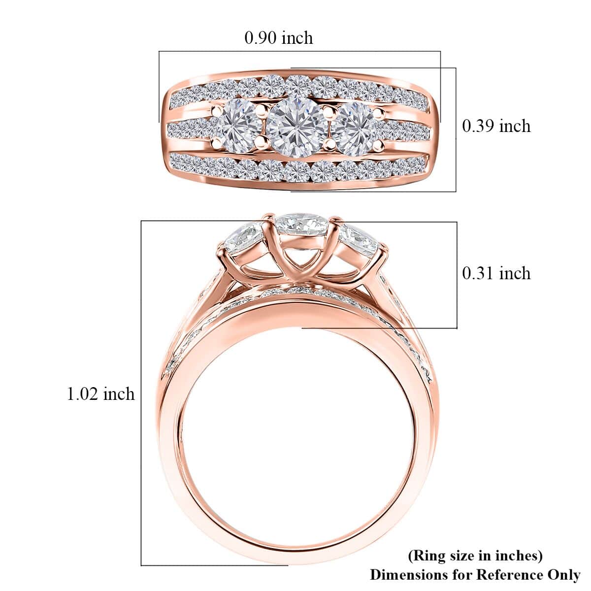 Moissanite Ring in Vermeil Rose Gold Over Sterling Silver (Size 6.0) 1.35 ctw image number 6