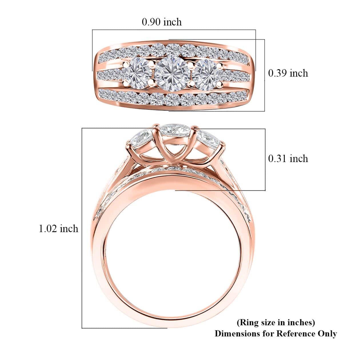 Moissanite Ring in Vermeil Rose Gold Over Sterling Silver (Size 7.0) 1.35 ctw image number 6