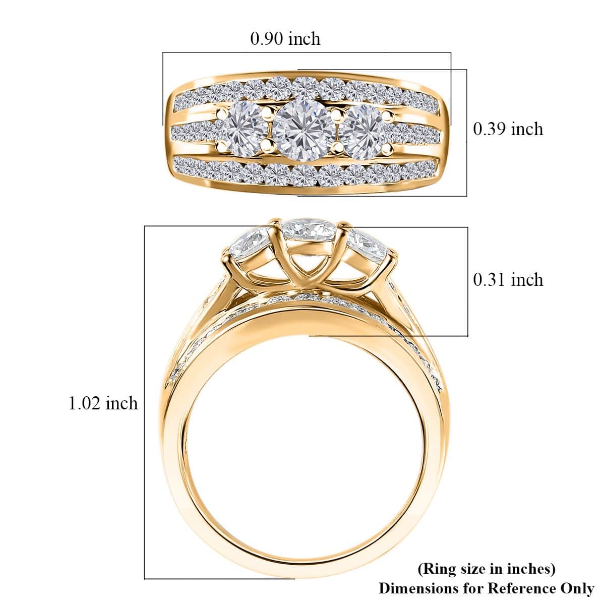 Moissanite Ring in Vermeil Yellow Gold Over Sterling Silver (Size 7.0) 1.35 ctw image number 6