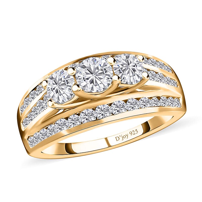 D'Joy Moissanite 1.35 ctw Ring in Vermeil Yellow Gold Over Sterling Silver (Size 9.0)
