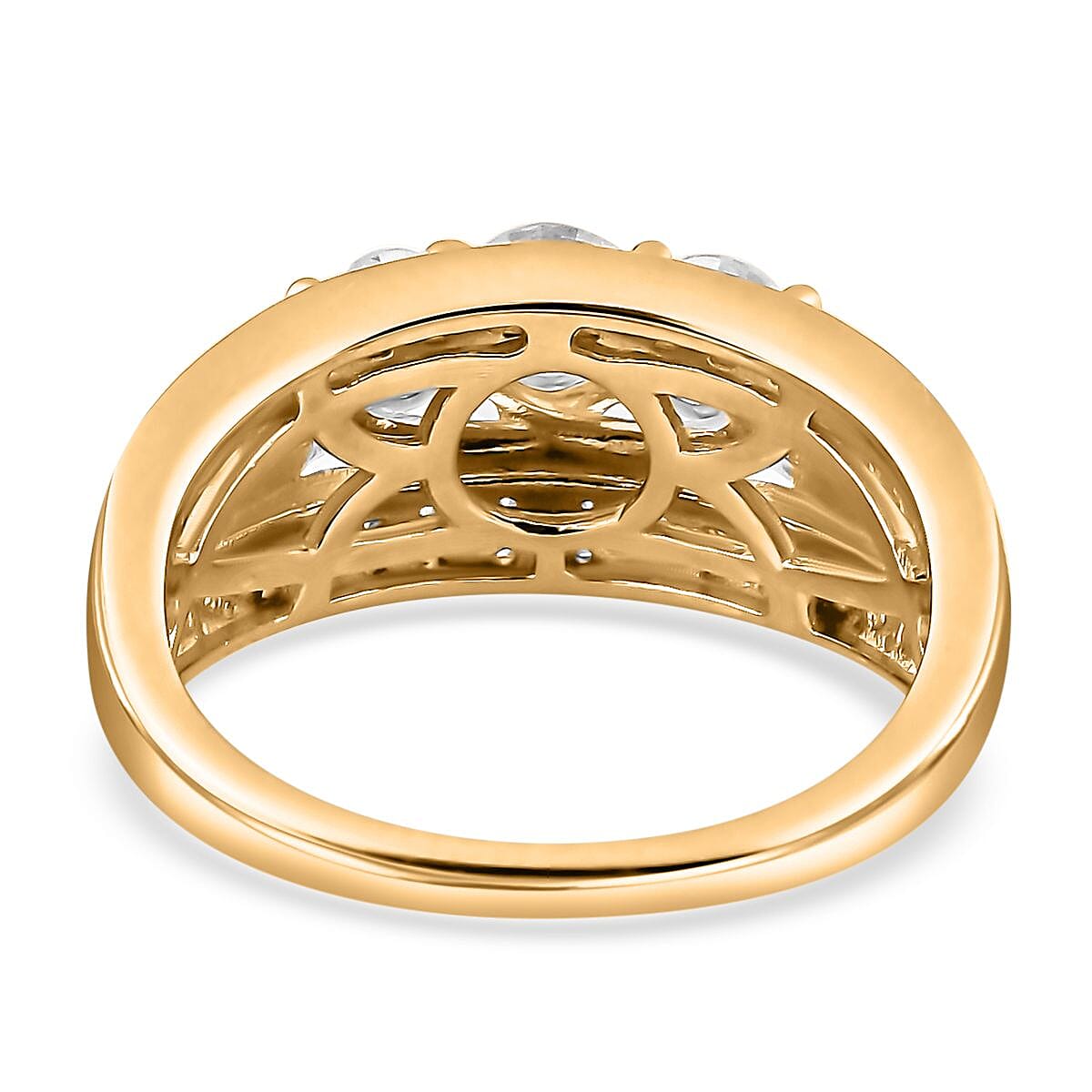 D'Joy Moissanite 1.35 ctw Ring in Vermeil Yellow Gold Over Sterling Silver (Size 9.0)