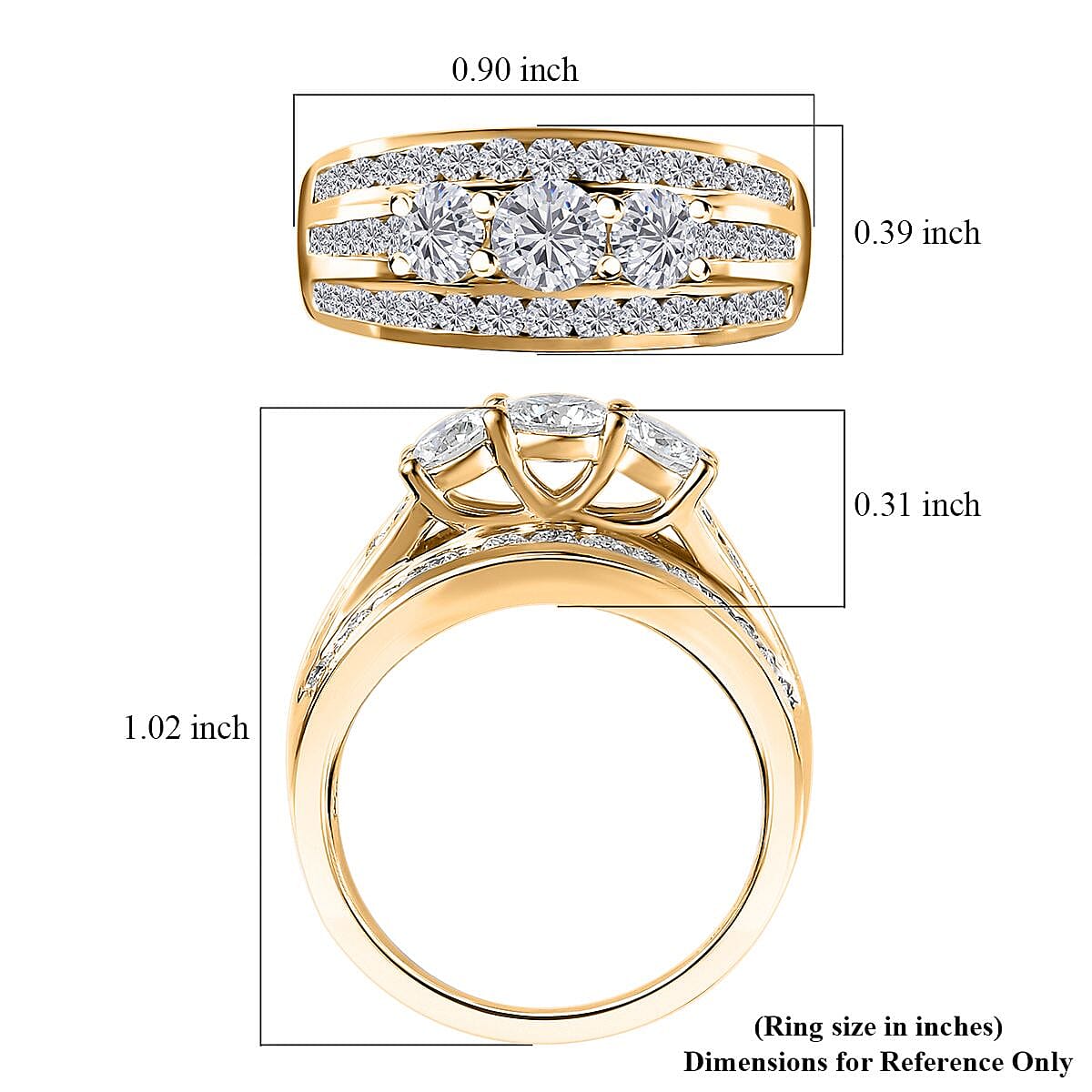 D'Joy Moissanite 1.35 ctw Ring in Vermeil Yellow Gold Over Sterling Silver (Size 9.0)