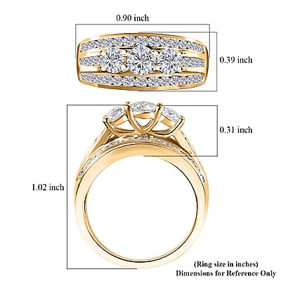 D'Joy Moissanite 1.35 ctw Ring in Vermeil Yellow Gold Over Sterling Silver (Size 9.0)