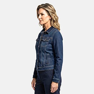 Blue Dark Wash Stylish Denim Jacket - S