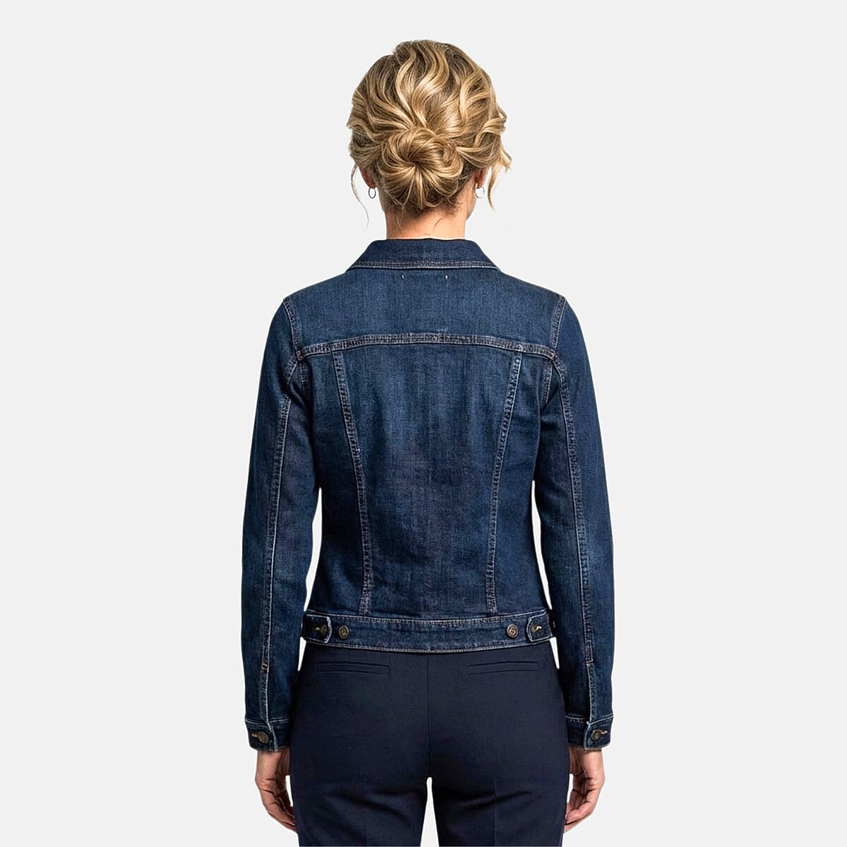 Blue Dark Wash Stylish Denim Jacket - XL image number 1