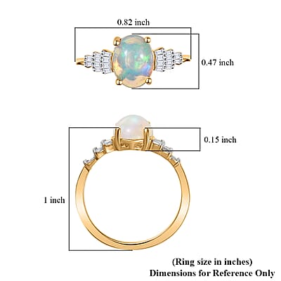 D'Joy Ethiopian Welo Opal, Diamond 1.35 ctw Ring in 18K Vermeil Yellow Gold Over Sterling Silver (Size 6.0) 