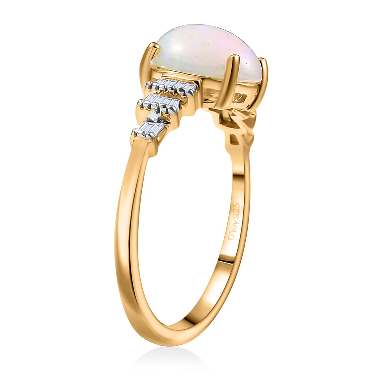 D'Joy Ethiopian Welo Opal, Diamond 1.35 ctw Ring in 18K Vermeil Yellow Gold Over Sterling Silver (Size 8.0)  image number 3
