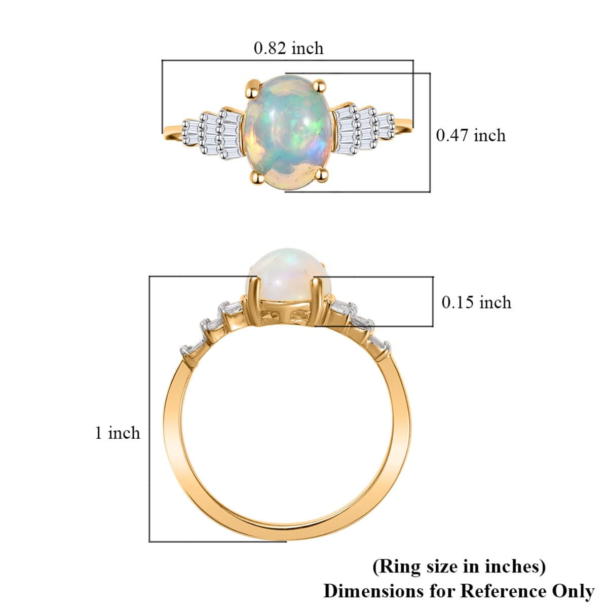 D'Joy Ethiopian Welo Opal, Diamond 1.35 ctw Ring in 18K Vermeil Yellow Gold Over Sterling Silver (Size 8.0)  image number 5