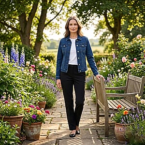 Light Blue Dark Wash Stylish Denim Jacket - S