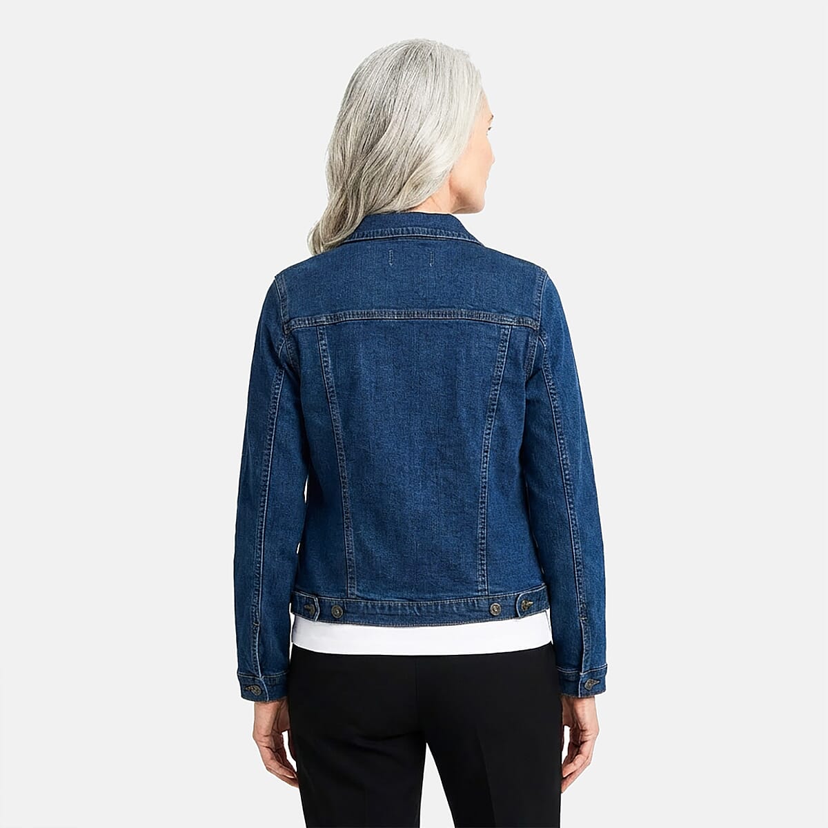Light Blue Dark Wash Stylish Denim Jacket - L image number 2