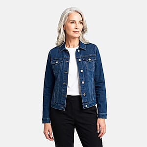 Light Blue Dark Wash Stylish Denim Jacket - XXL