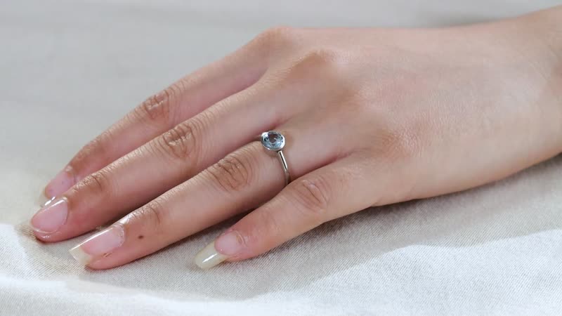 Mangoro Aquamarine Solitaire Ring in Platinum Over Sterling Silver (Size 10.0) 0.75 ctw