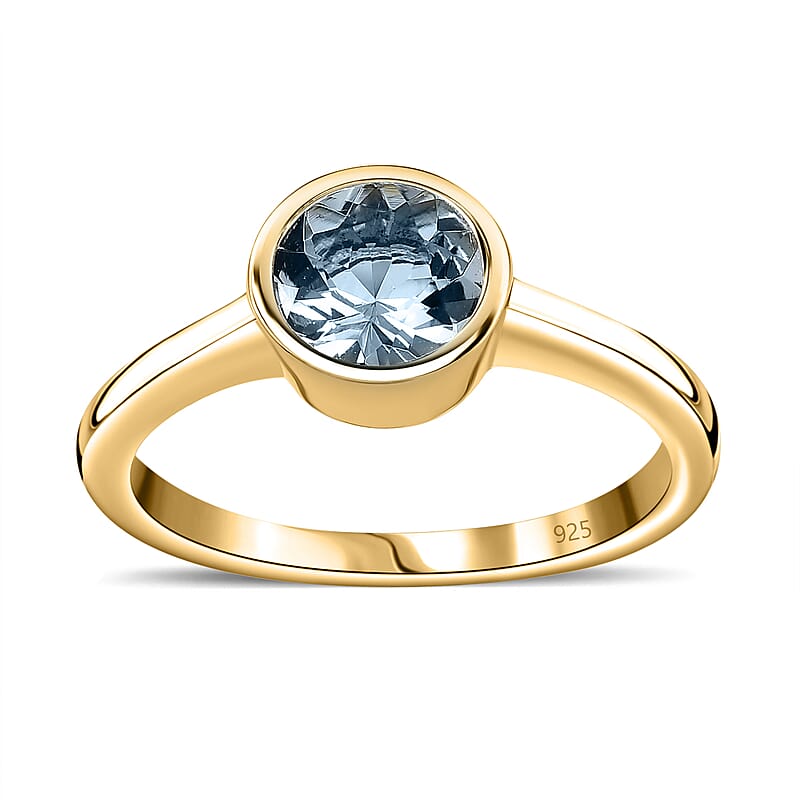 Mangoro Aquamarine 0.75 ctw Solitaire Ring in Vermeil Yellow Gold Over Sterling Silver (Size 6.0)