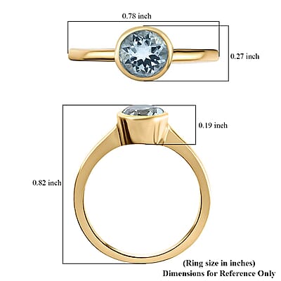Mangoro Aquamarine 0.75 ctw Solitaire Ring in Vermeil Yellow Gold Over Sterling Silver (Size 6.0)