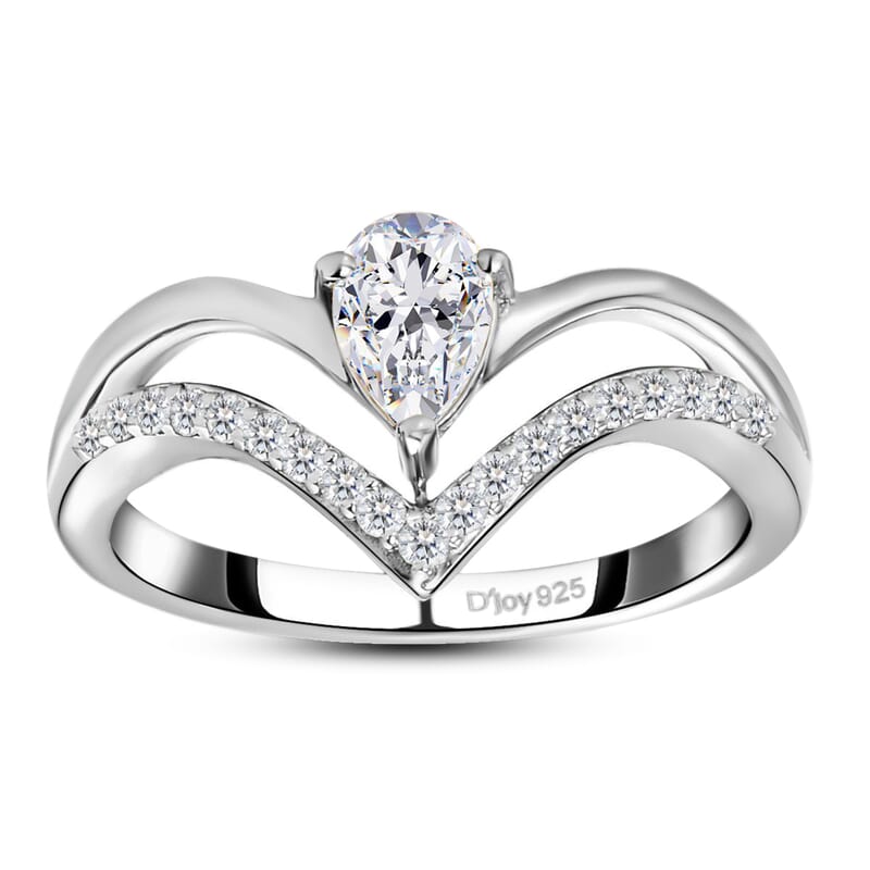 Moissanite Ring in Platinum Over Sterling Silver (Size 6.0) 0.50 ctw