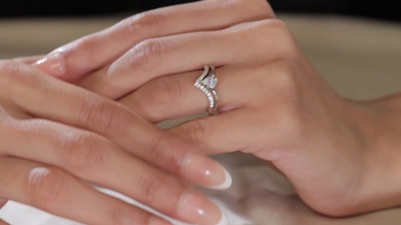 Moissanite (Pear 6x4mm) Ring in Platinum Over Sterling Silver (Size 6.0) 0.50 ctw