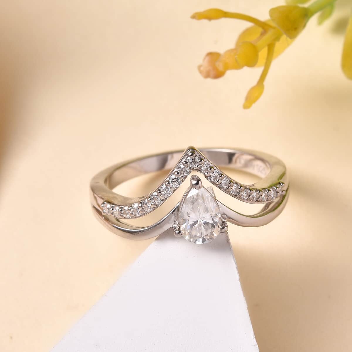 Mother’s Day Gift Moissanite Ring in Platinum Over Sterling Silver (Size 6.0) 0.50 ctw image number 1