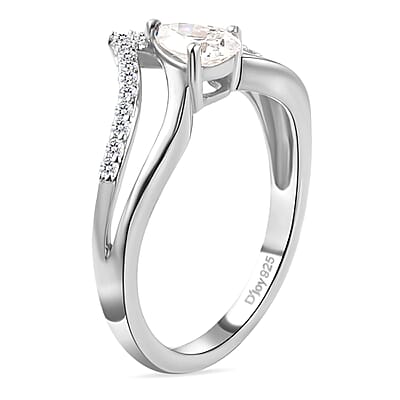 Moissanite Ring in Platinum Over Sterling Silver (Size 6.0) 0.50 ctw