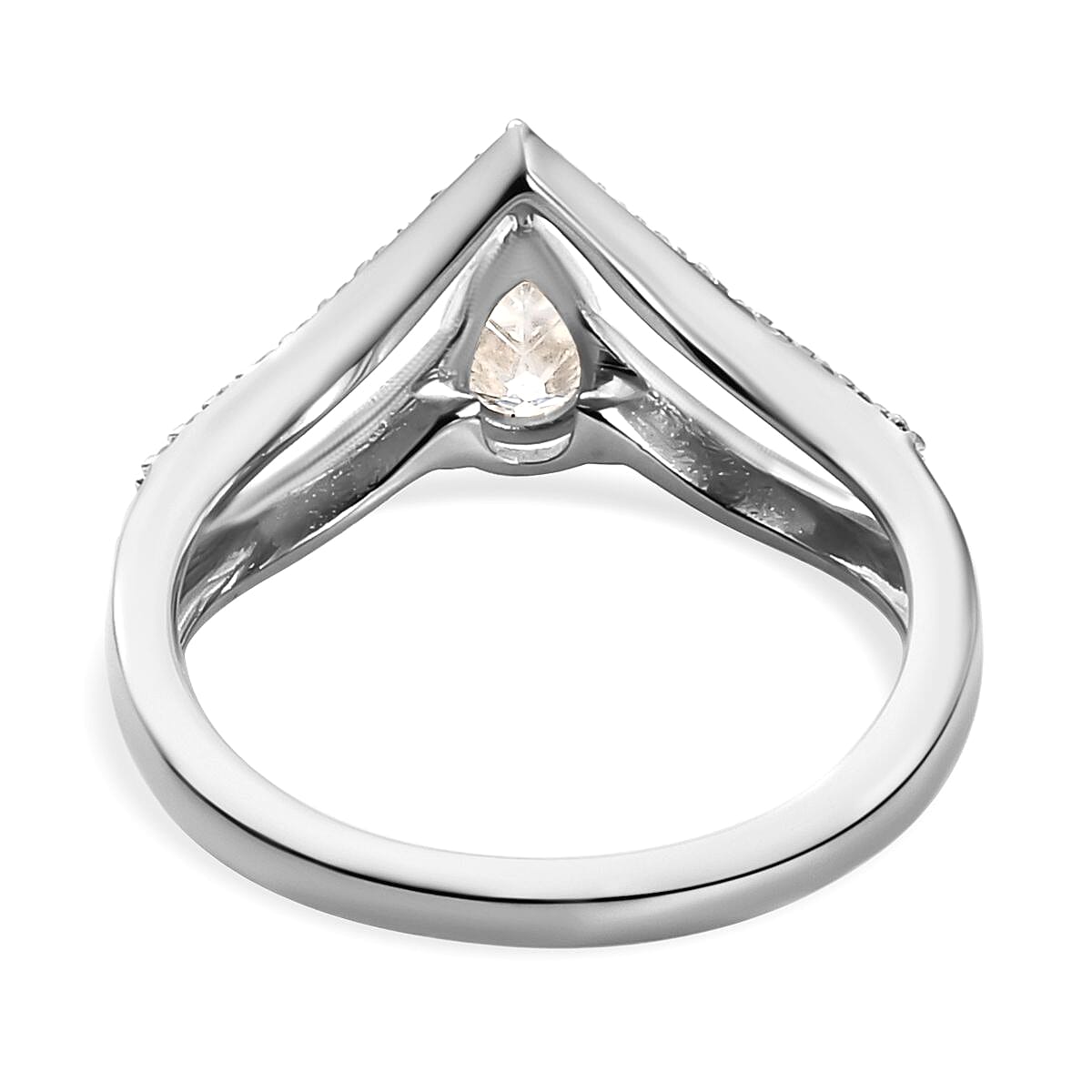 Moissanite Ring in Platinum Over Sterling Silver (Size 6.0) 0.50 ctw