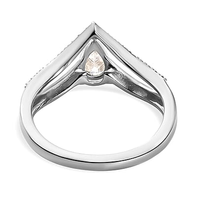 Moissanite Ring in Platinum Over Sterling Silver (Size 6.0) 0.50 ctw