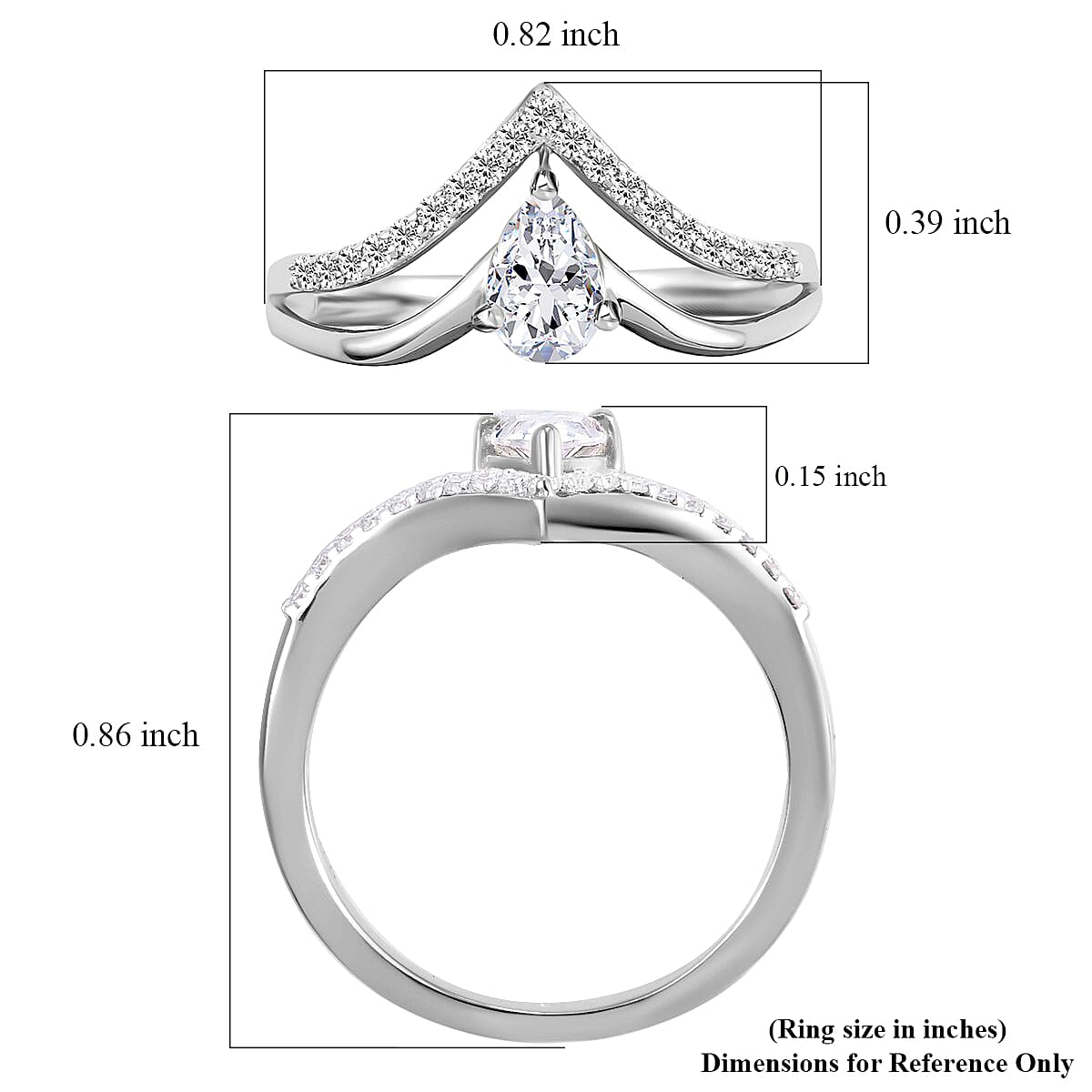 Moissanite Ring in Platinum Over Sterling Silver (Size 6.0) 0.50 ctw