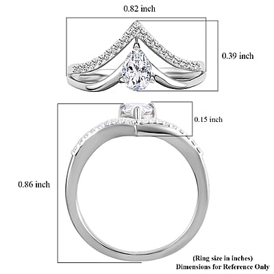 Moissanite Ring in Platinum Over Sterling Silver (Size 6.0) 0.50 ctw