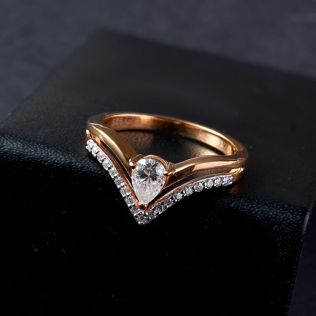 Moissanite Ring in Vermeil Rose Gold Over Sterling Silver (Size 8.0) 0.50 ctw image number 2