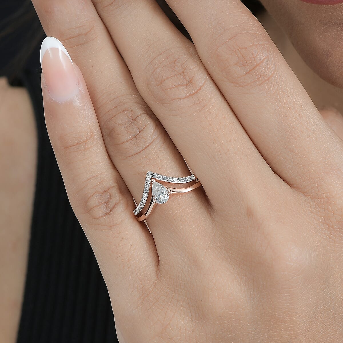 Moissanite Ring in Vermeil Rose Gold Over Sterling Silver (Size 8.0) 0.50 ctw image number 3