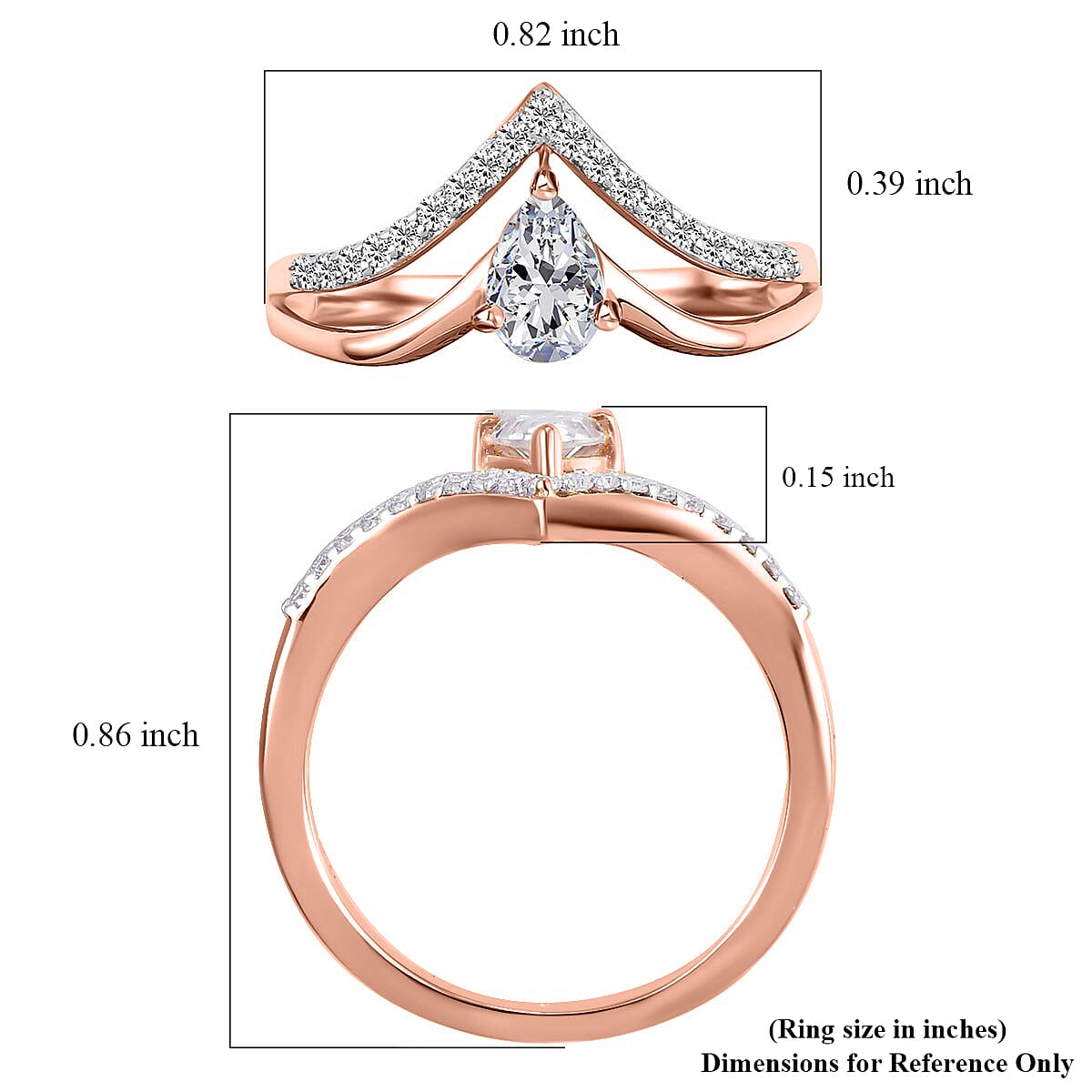 Moissanite Ring in Vermeil Rose Gold Over Sterling Silver (Size 8.0) 0.50 ctw image number 6