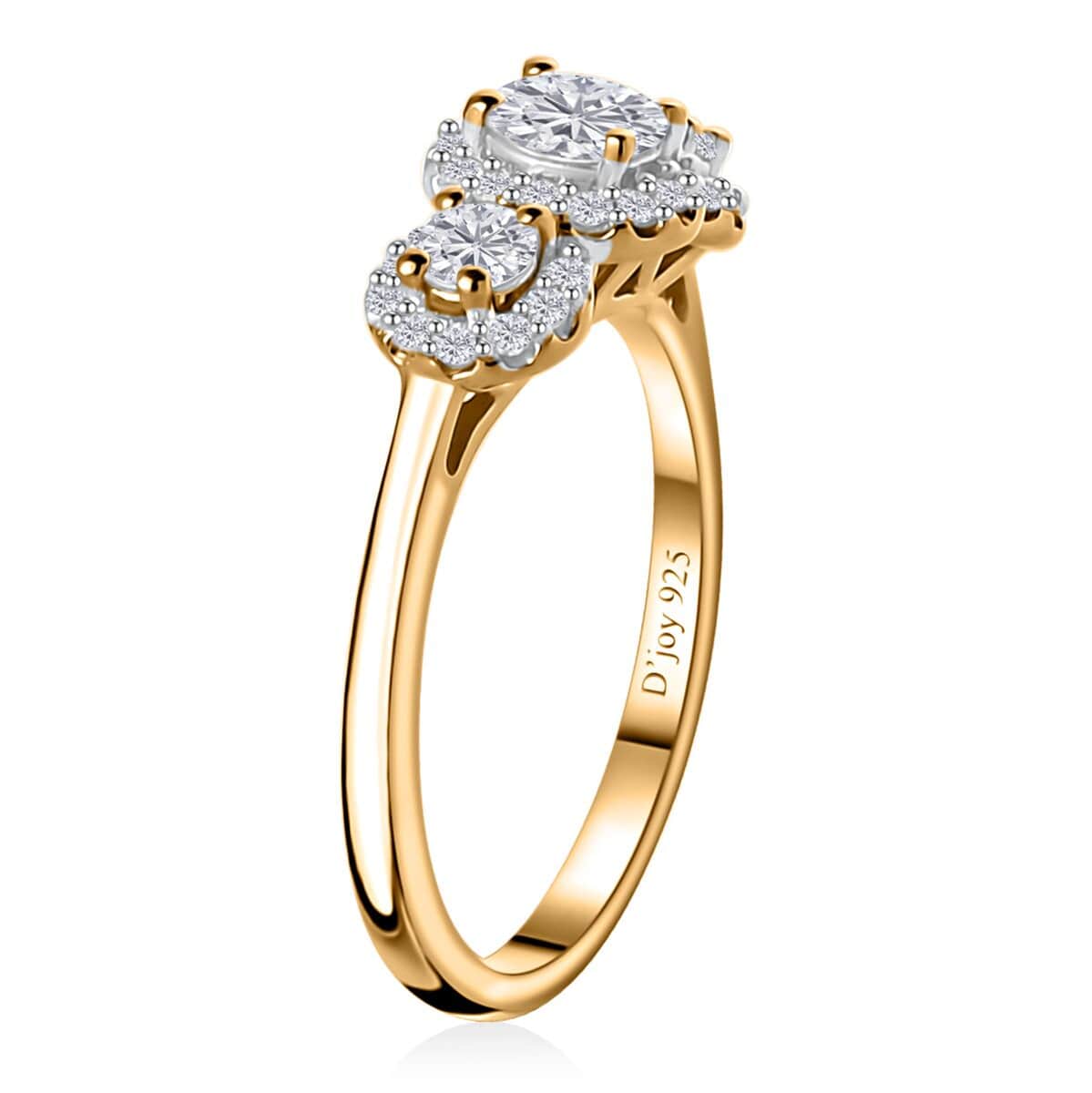 Moissanite Trilogy Halo Ring in Vermeil Yellow Gold Over Sterling Silver (Size 7.0) 0.70 ctw image number 4