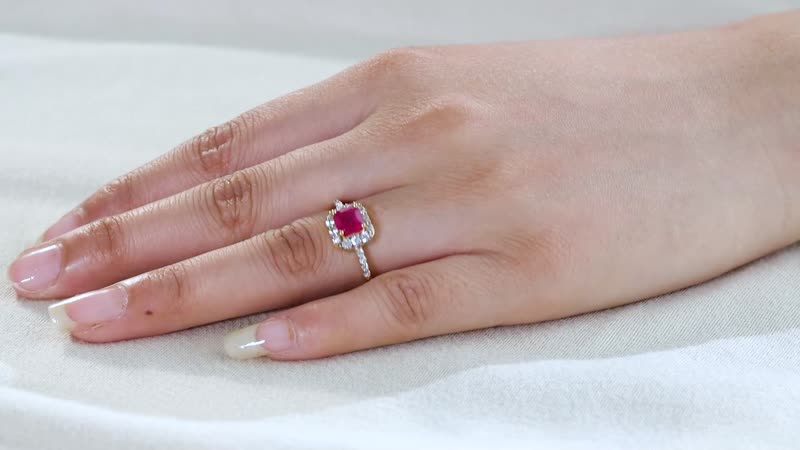 Niassa Ruby (FF) and White Zircon Ring in Vermeil Yellow Gold Over Sterling Silver 2.30 ctw